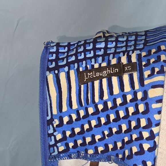 J.McLaughlin Sheath Dress Women XS Blue Geometric Sleeveless Stretch Knit Preppy - Picture 5 of 10